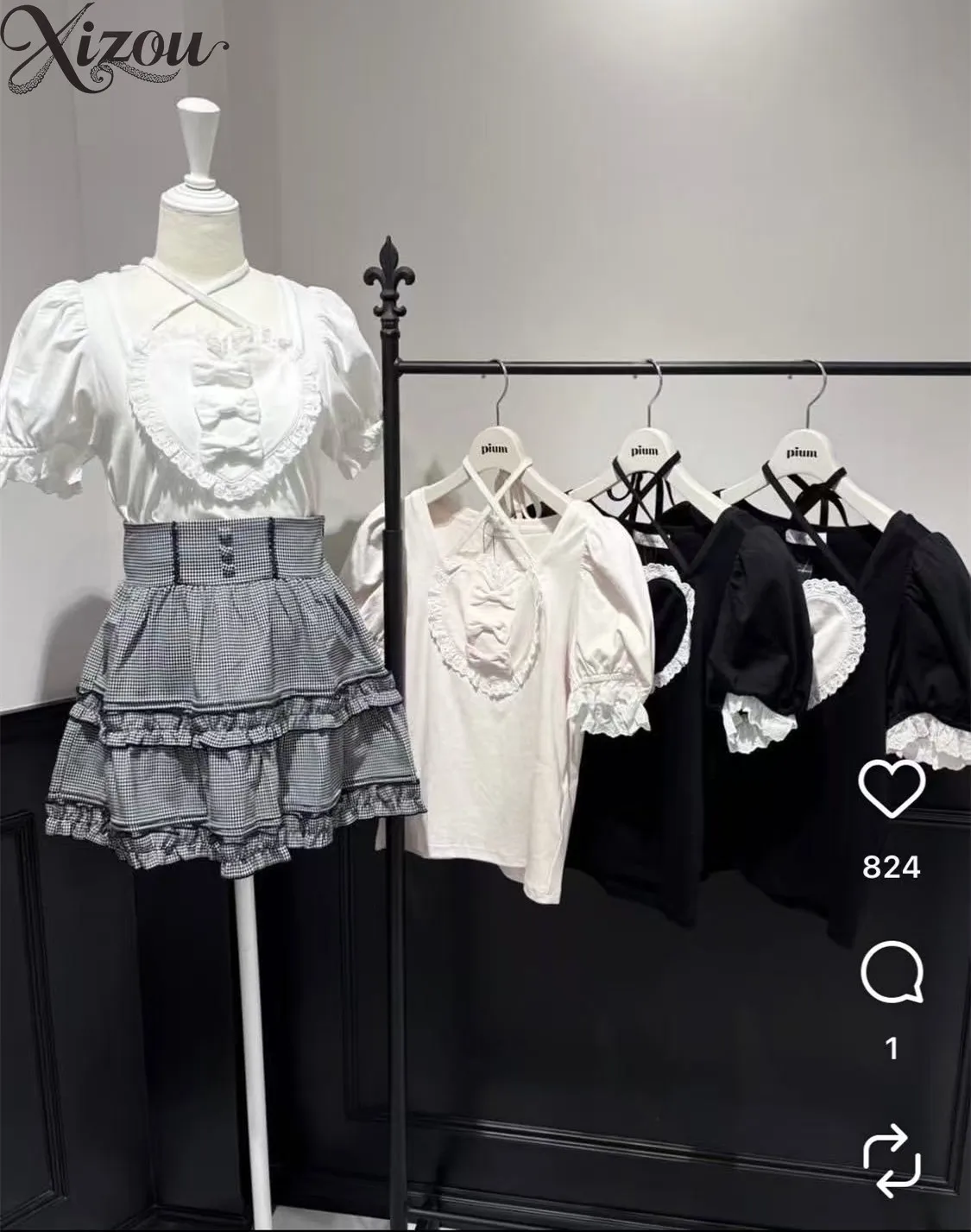 Japanese Style Girls' Tops Original Cute Casual Tees Embroider Lace Big Heart Bows Tie Short Sleeves T-shirt for Women Summer