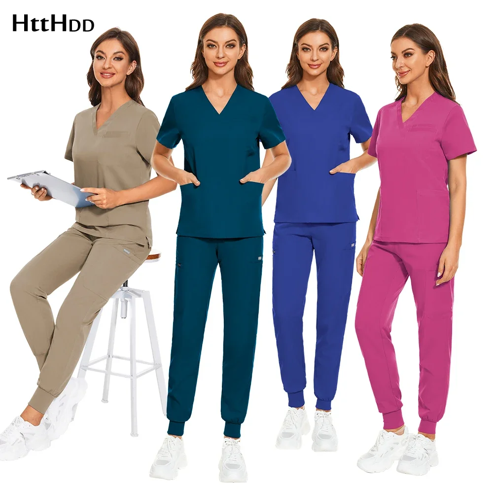 Unisex Scrubs Medical Uniforms Woman Doctor Hospital Medical Elastic Waist Jogger Nursing Suit Spa Uniforms Beautician Work Wear