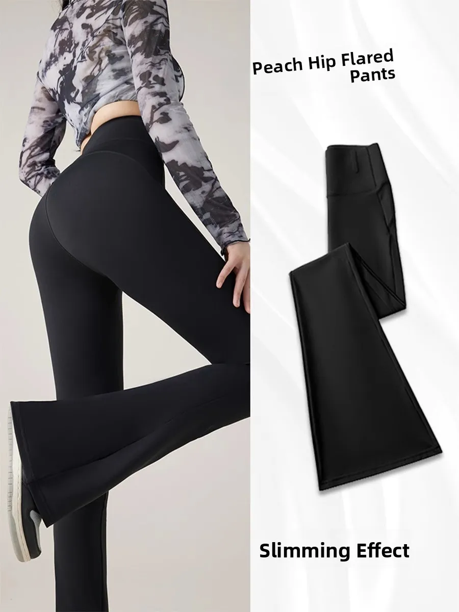 High Waist Yoga Pants Women's Summer Thin Bell Bot Tummy Control Butt Lifting Slimming Leggings Casual Long Pants