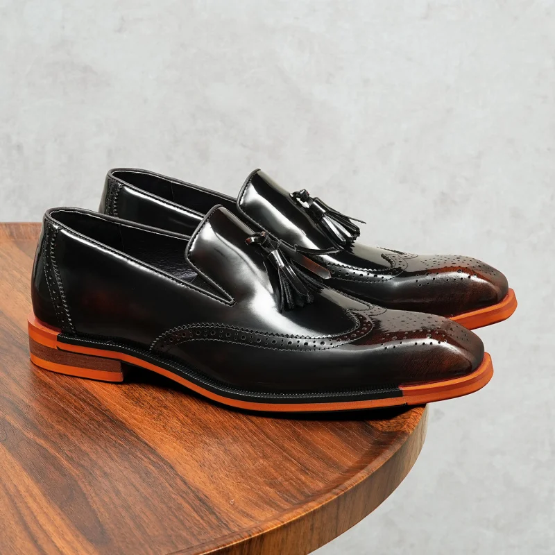 

Мужские классические туфли-лоферы из натуральной кожи, высококачественные, роскошные, элегантные, итальянские, черные, из натуральной воловьей кожи