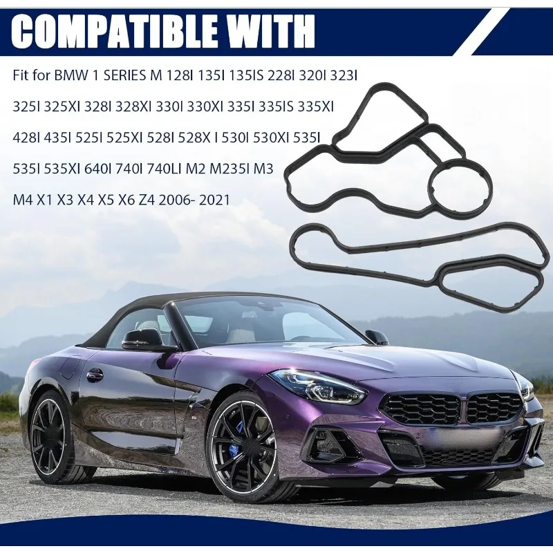 Oil filter housing gaskets for BMW 1 Series M 128i 135i 323i 325xi 328i 328xi 330i 330xi M2 X4 X5 X6 11428637821 11428637820