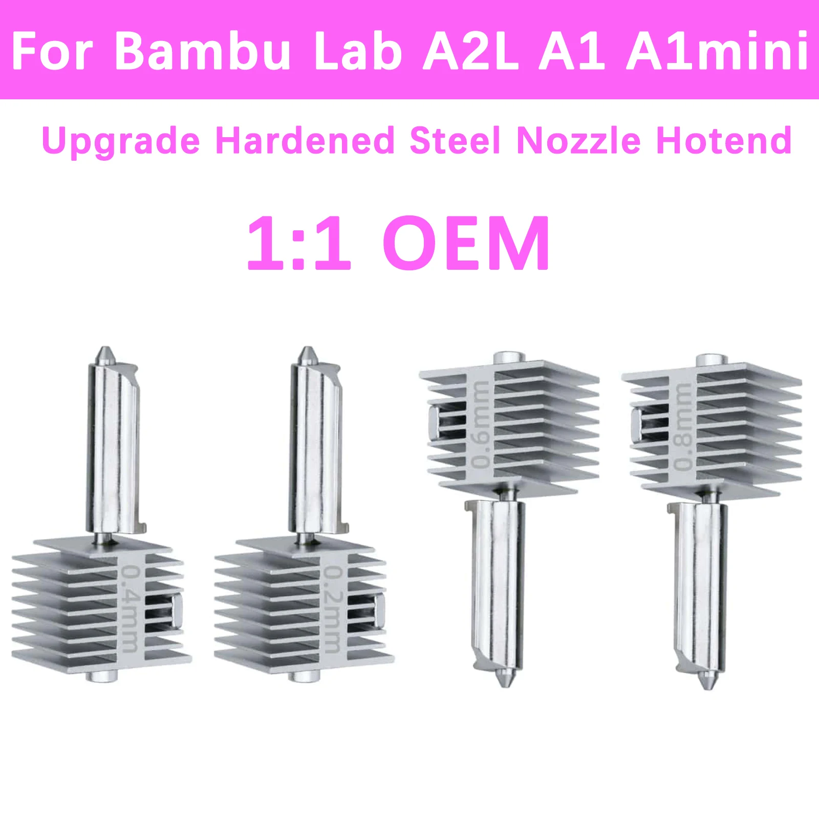 High-Precision Hotend Kit For Bambu Lab A2L Hardened Steel Non-detachable Nozzle A1 A1mini Hotend Same As Original High Quality