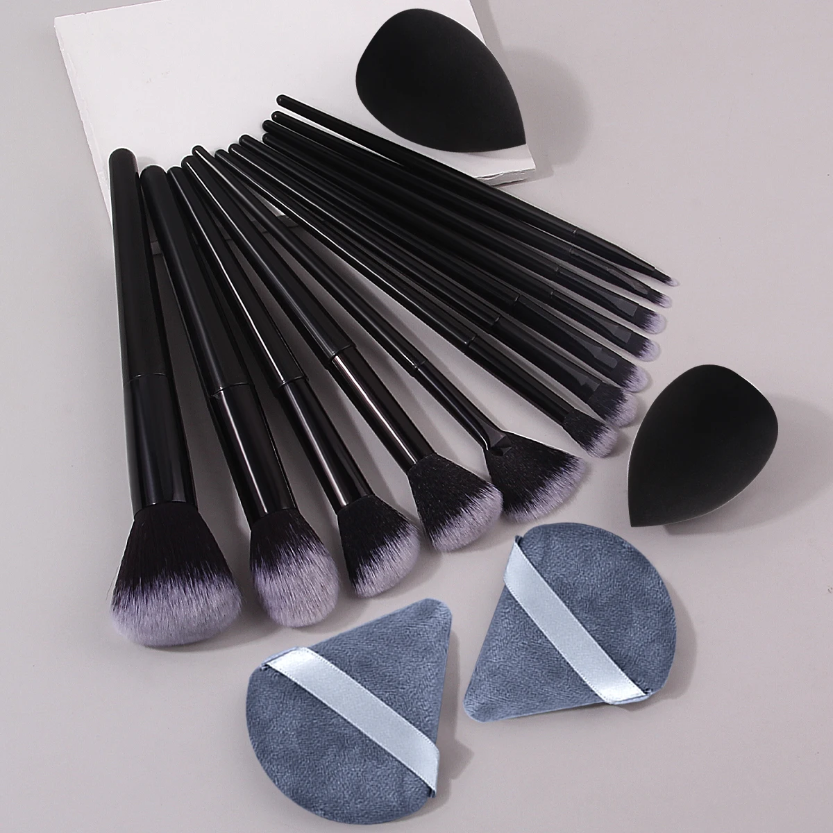 Juego de brochas de maquillaje multifuncionales súper prácticas, 16 Uds., sin polvo, huevo de belleza adhesivo/bujín de polvo triangular, herramientas de maquillaje