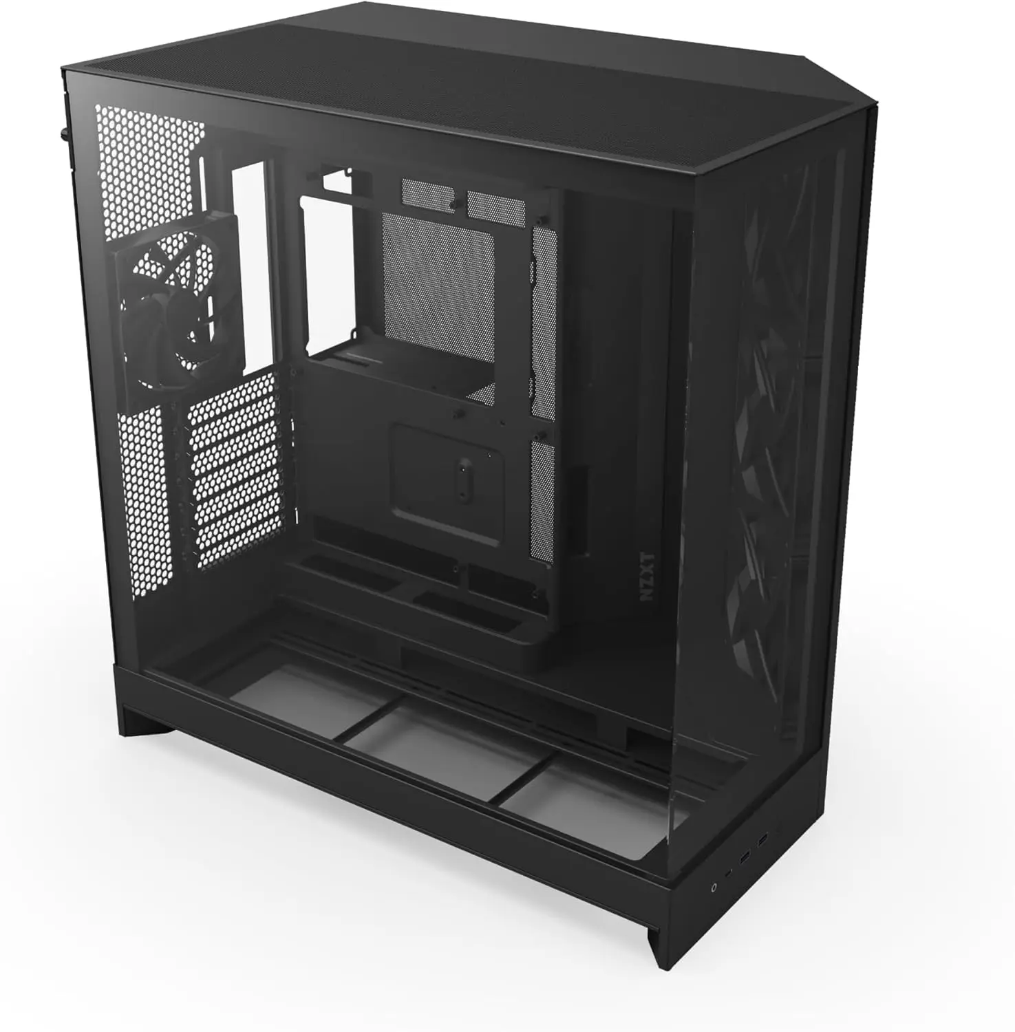 

Большой двухкамерный корпус ATX Mid-Tower с улучшенной циркуляцией воздуха, 3 вентилятора 140 мм и 1 вентилятор 120 мм, закаленное стекло, черный