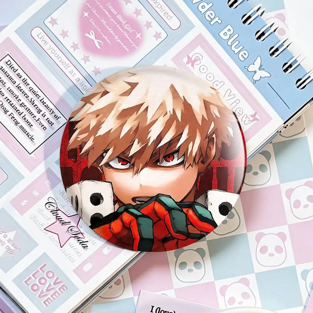 Katsuki Bakugo Japanese Anime Laser Badge Creative Pins Brooch for Bag Clothes Hat Decor Gifts Fans Collect