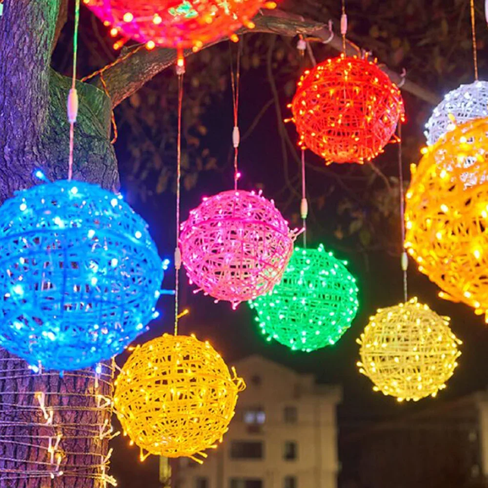 

30CM Lantern Ball Fairy String Light Outdoor Globe Ball Hanging Garland Lamp Christmas Tree String Light For Tree Backyard Decor