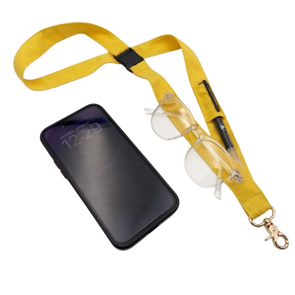Universal Portable Fashion Lanyard Neck Hanging Storage Eyeglass Pen Hanger Yellow Sturdy Mobile Phone Hanger for Office