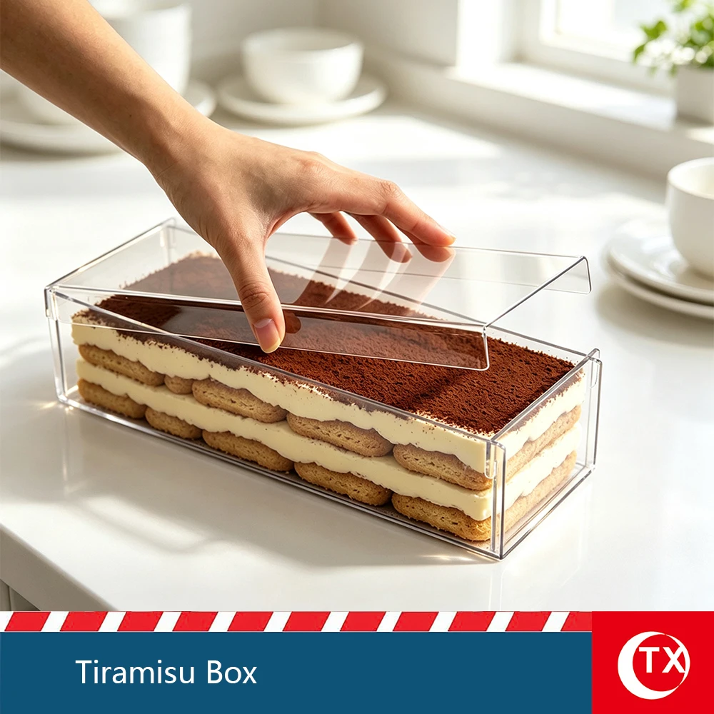 2-Pack Clear Acrylic Tiramisu Mold with Removable Base, Reusable Rectangular Dessert Cake Mold for Tiramisu, Layer Cake, Mousse,