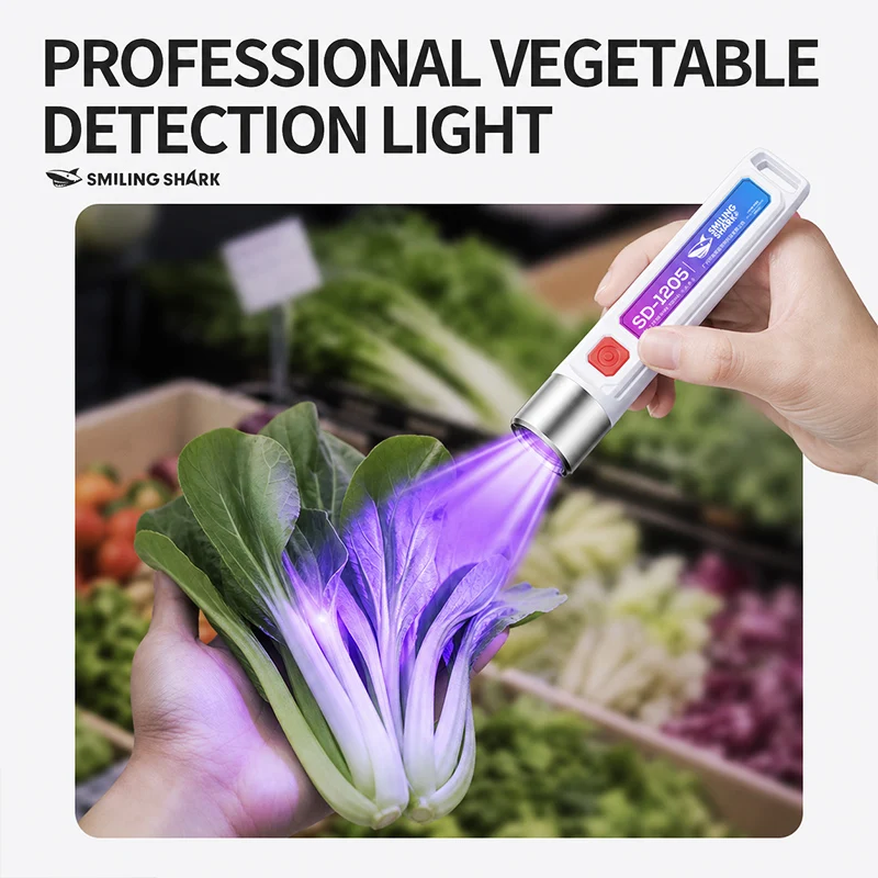 SMILING SHARK Purple Light Flashlight UV Light 365nm Testing Torch Light Type c Rechargeable Fluorescent Agent Test Lamp SD1205
