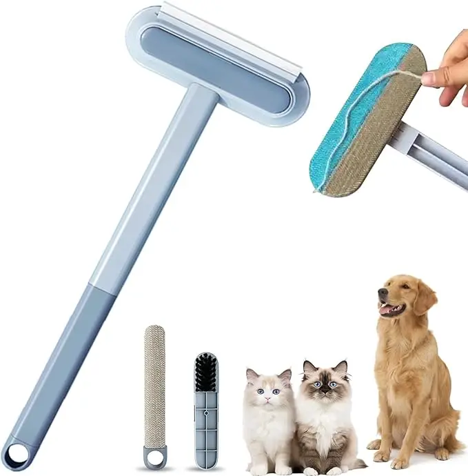 1pc new Long Handle Pet Hair Remover Brush Static Cat Hair Cleaner for Carpets Cat Trees Beds Ideal for Cat Furniture Cleaning