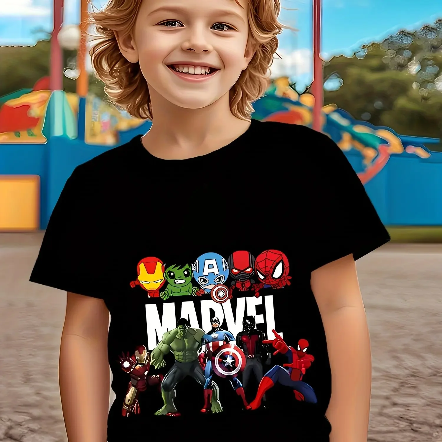 

Marvel Avengers Boys T Shirt 3-12Y Multiple Superhero Print Soft Breathable Cotton Summer 2026 Casual Tee