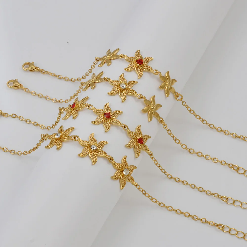 Anniyo Pulsera de flores africanas para mujeres y niñas, brazalete con dijes Mayotte, joyería hawaiana, regalos para madre y esposa # 382506