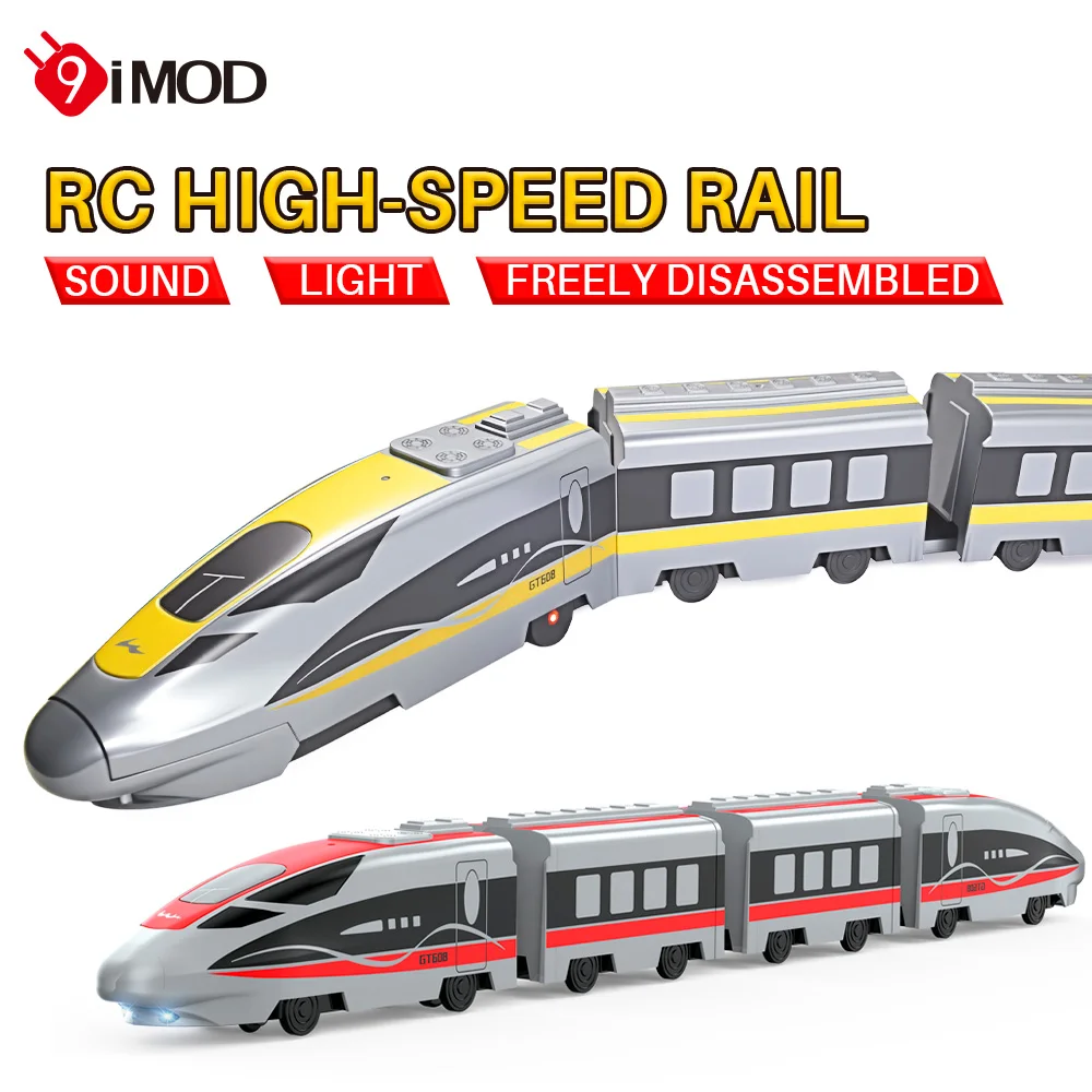 9IMOD RC Car High-Speed Rail Trains 2.4Ghz Simulated Sound Simulated Light Freely Disassembled Alloy Model Remote Control Car