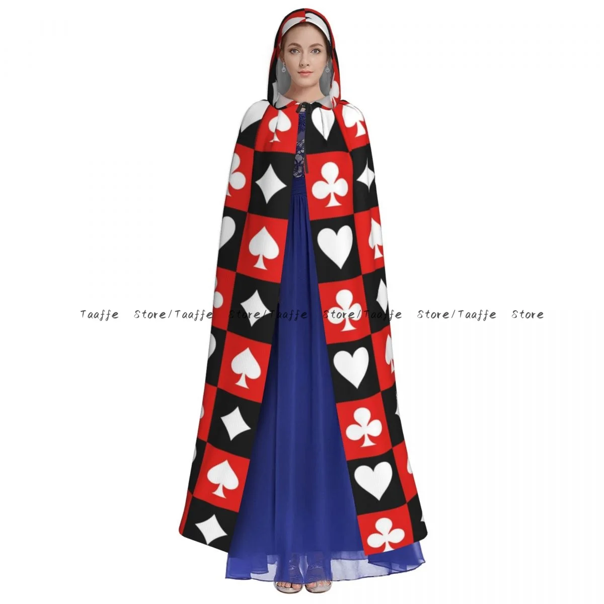 Card Suit Chess Board Witch Cloak Halloween Cosplay Costume Adult Unisex Cloak Retro Ages Cape