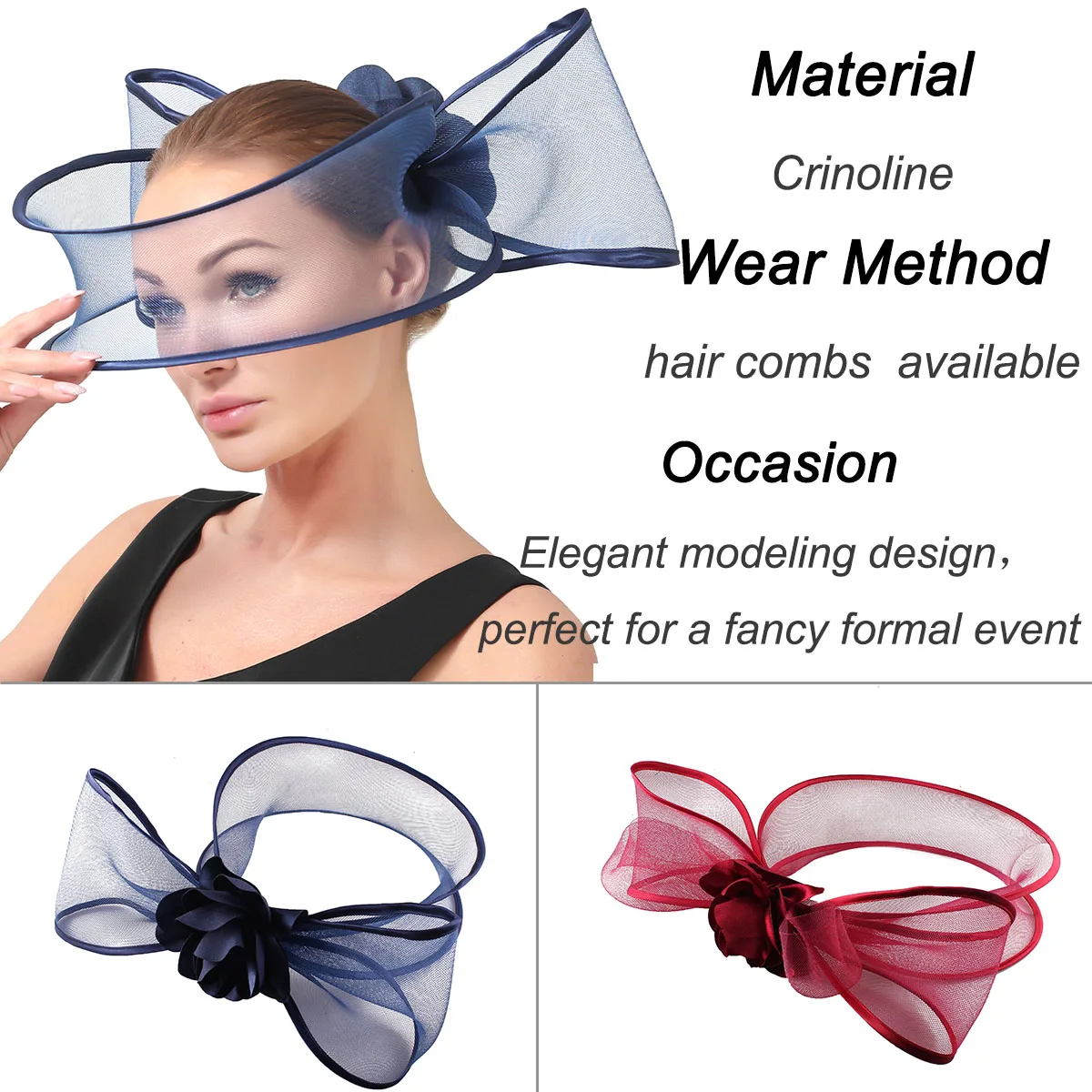 New Navy Fascinator Wedding Pillbox Hat Women Elegant Fascinator Hats Hair Clip Church Ladies Party Headpiece Fashion Headwear