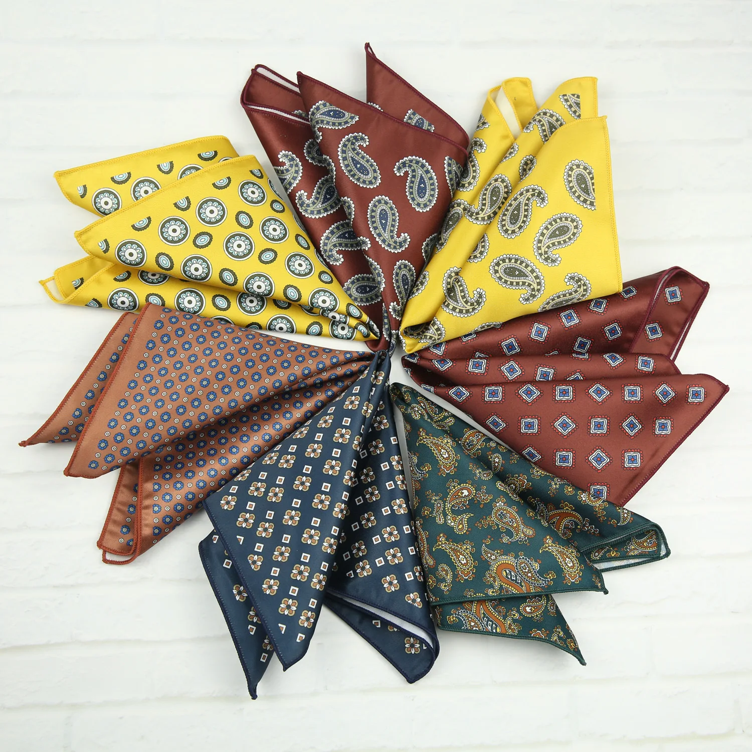 2026 Oversized Silky Pocket Square For Men 27CM Luxury Floral Dots Pocket Square Wedding Hanky Paisley Chest Towel Suits Scarf