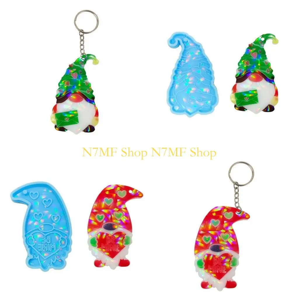 N7MF Resin Molds Christmas Gnome Silicone Molds Resin Pendant Molds