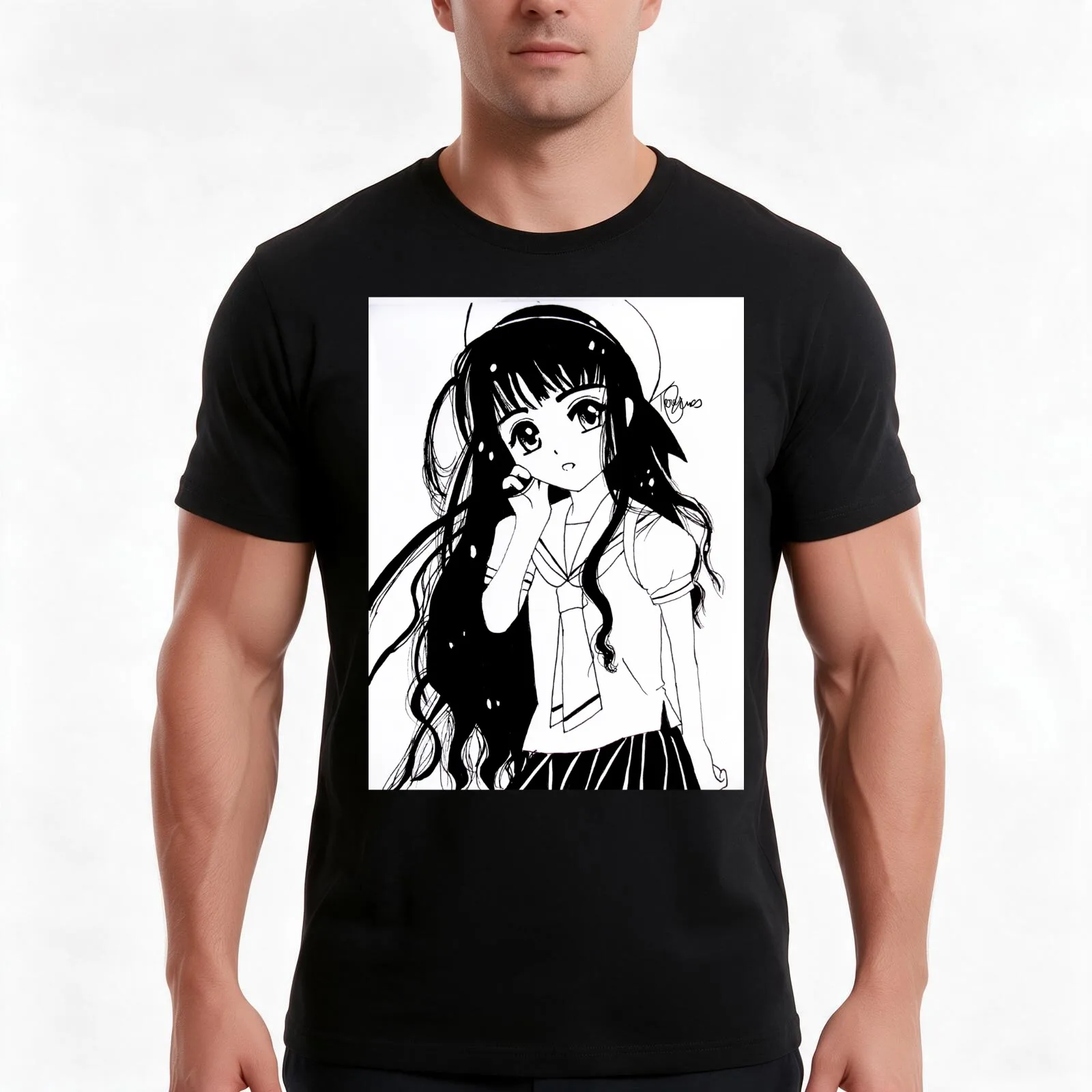 Tomoyo Daidouji Sketch - Cardcaptor Sakura T-Shirt, Summer Casual Cotton Tee, Oversized Streetwear Tops, Vintage Graphic Print