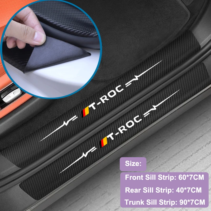 Car Threshold Protective Decals Door Sill Trim Sticker Scuff Scratch for T-ROC Jetta Polo TSI Badge Trunk Bumper Strips
