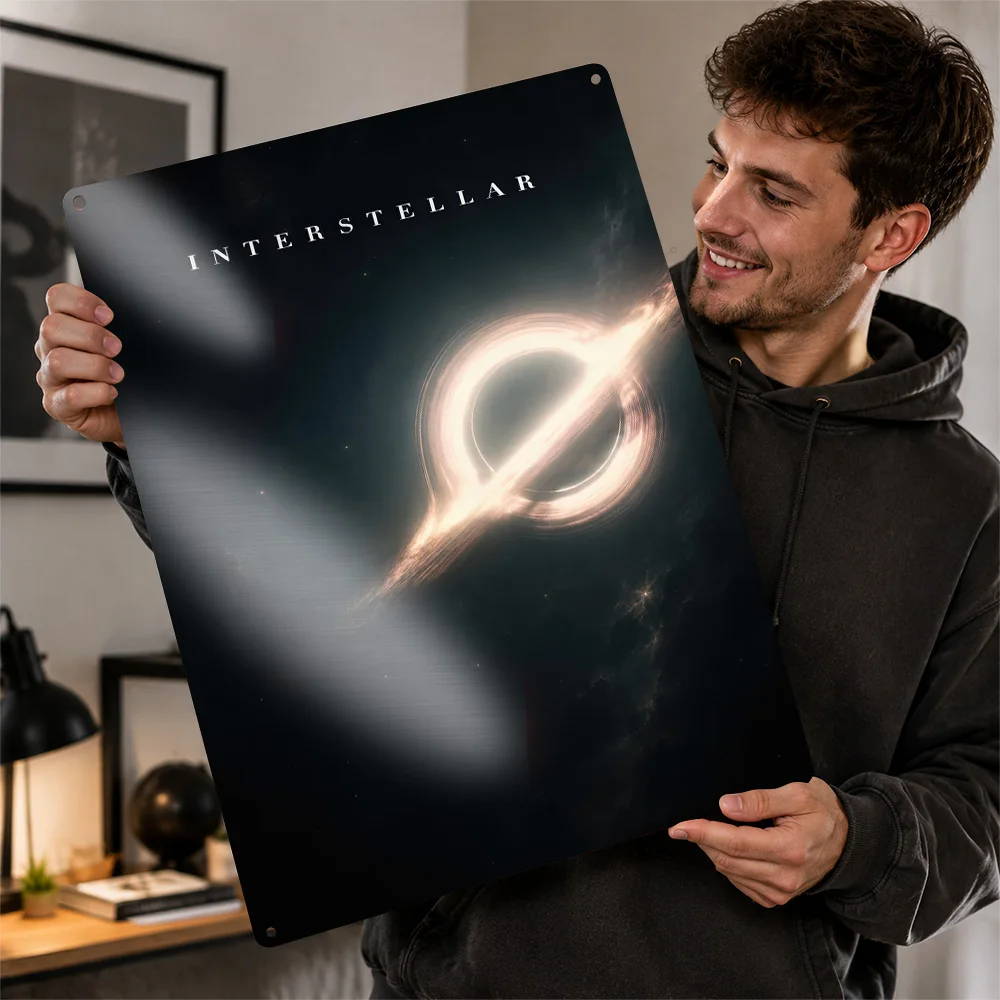 Interstellar Gargantua Schwarzes Loch 3D-Gedrucktes Textur-Poster Personalisierte Wandkunst Retro Metall-Blechschilder zur Raumdekoration