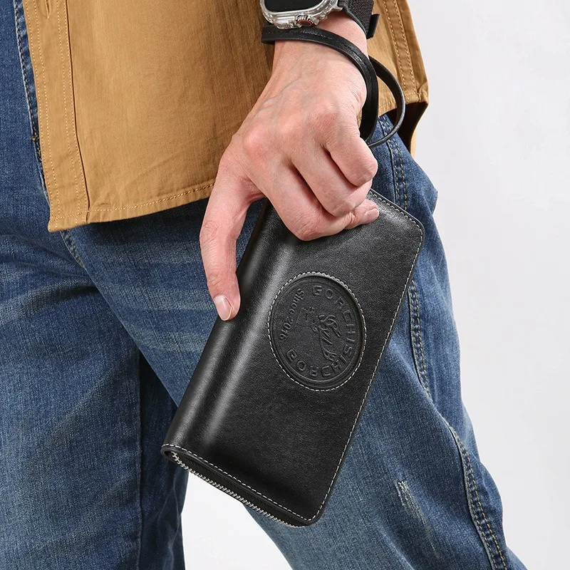 

Мужская кожаная сумка, высококачественный длинный кошелек, многофункциональный кошелек большой емкости для хранения мобильного телефона, деловой дорожный кошелек