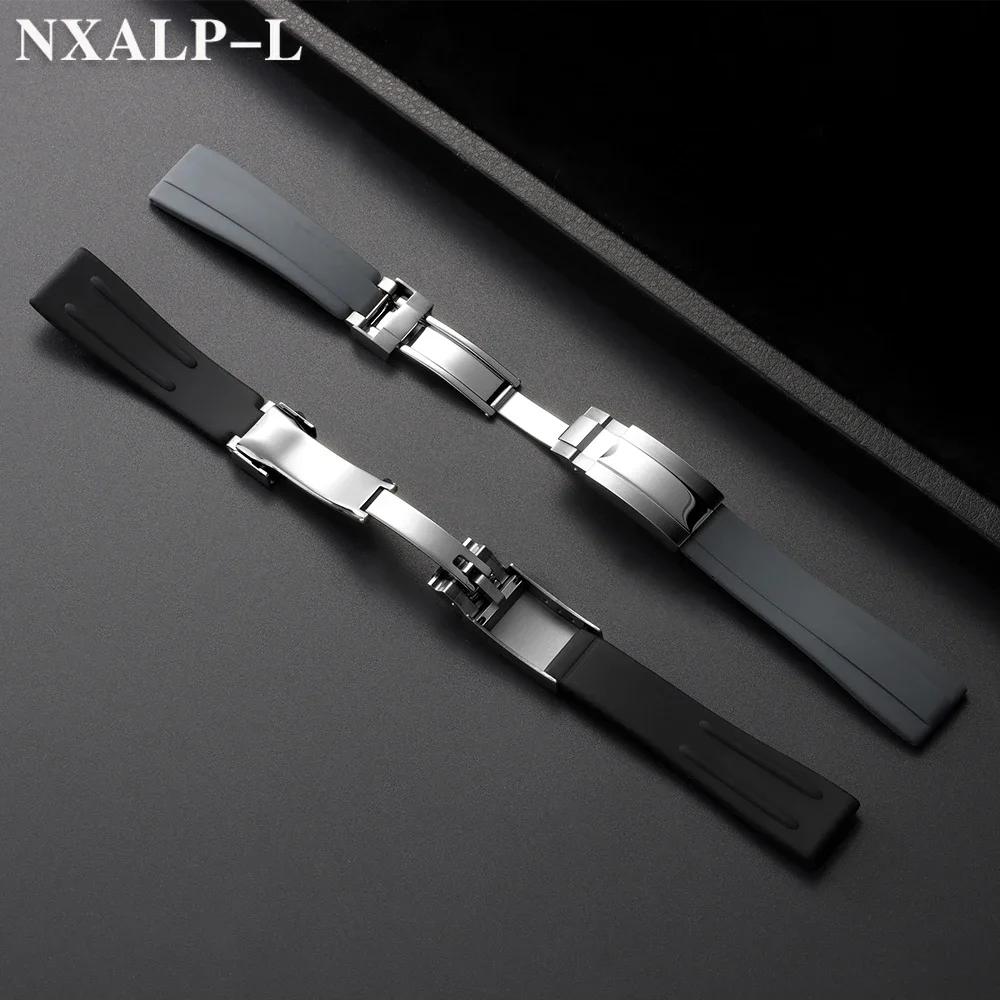 20 مللي متر حزام ساعة سيليكون ل رولكس شبح الماء ل دايتونا الغواصة شريط مطاطي الرجال الرياضة سوار مقاوم للماء للطي مشبك