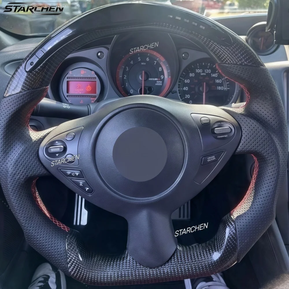 Real Carbon Fiber LED Steering Wheel for Nissan 370z Z34 2008-2021 with LED Shift Indicator (Non-heated)