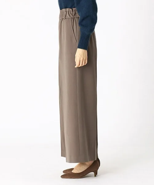 Binxin Home Trendy High Waist Loose  Color Straight Leg Pants Elastic Drape Thick Nine Points Wide Leg Pants