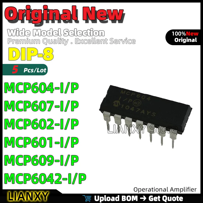5pcs DIP-8 MCP604-I/P MCP607-I/P MCP602-I/P MCP601-I/P MCP609-I/P MCP6042-I/P Amplificador Operacional Novo Original