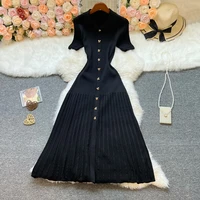 YuooMuoo Brand Fashion Elegant Patchwork Knitted Long Dress Spring Summer Women Luxury Shirt Sweater Dress Lady Party Vestido - Image 4