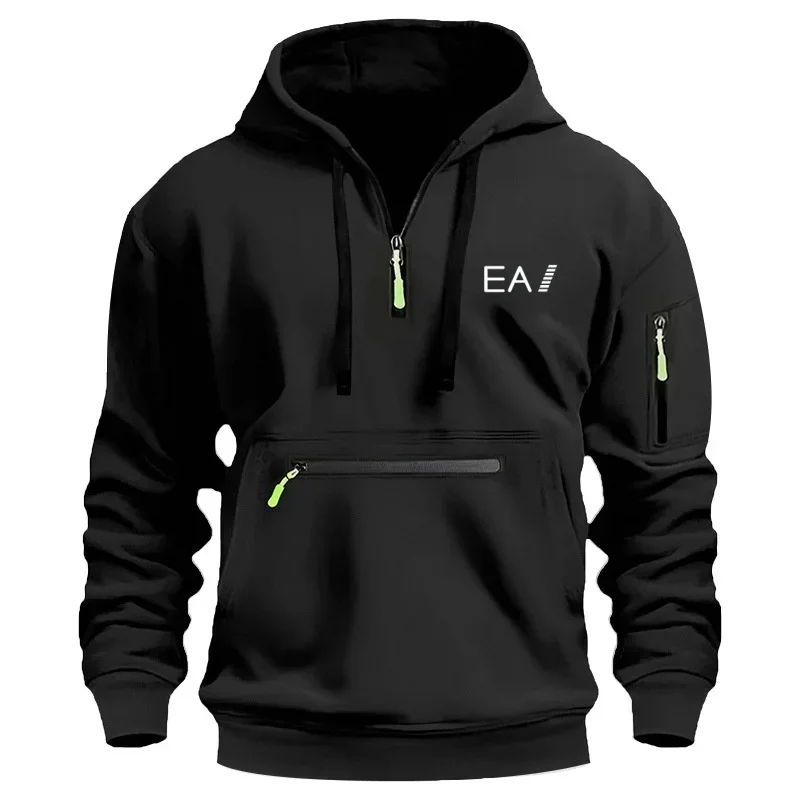

In 2025, Men's Streetwear: Long-sleeved Zipper Hooded Pull-up, Printed Drawstring Men's Sweatshirt, Outdoor Sports, Jogging