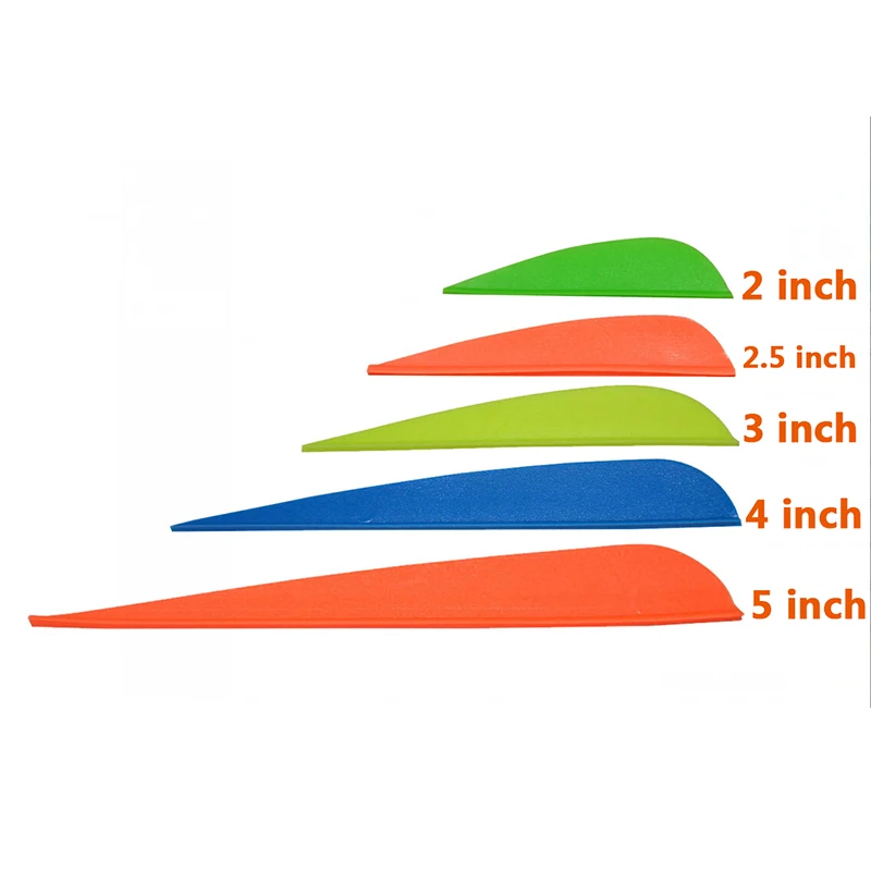 Toparchery 2.5/3/4/5 Inch Archery Arrow Feather Random Color Plastic Feather Drop Shape for Mixed Carbon/Fiberglass Shaft