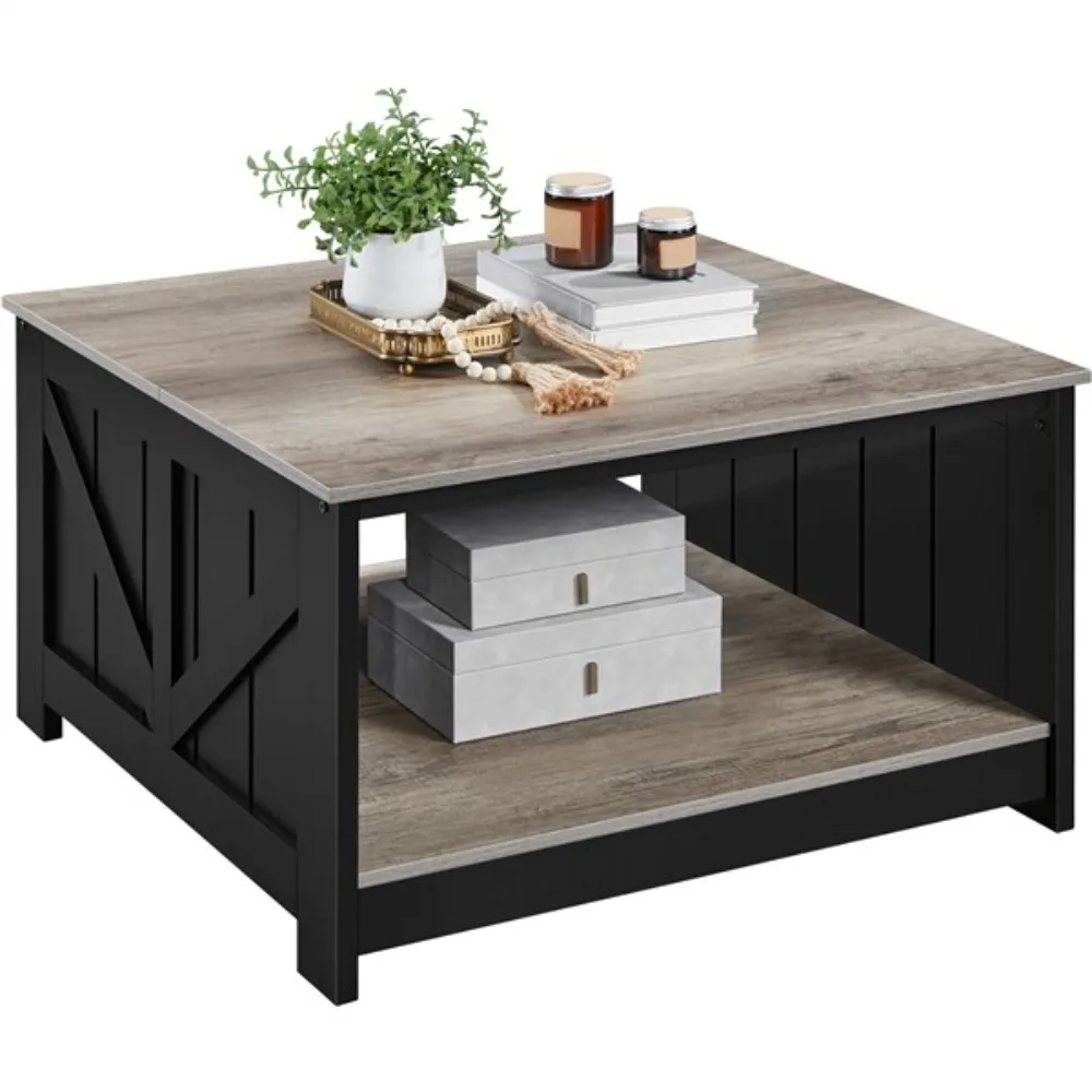 

Coffee Table with Storage, Square Coffee Table for Living Room, Gray