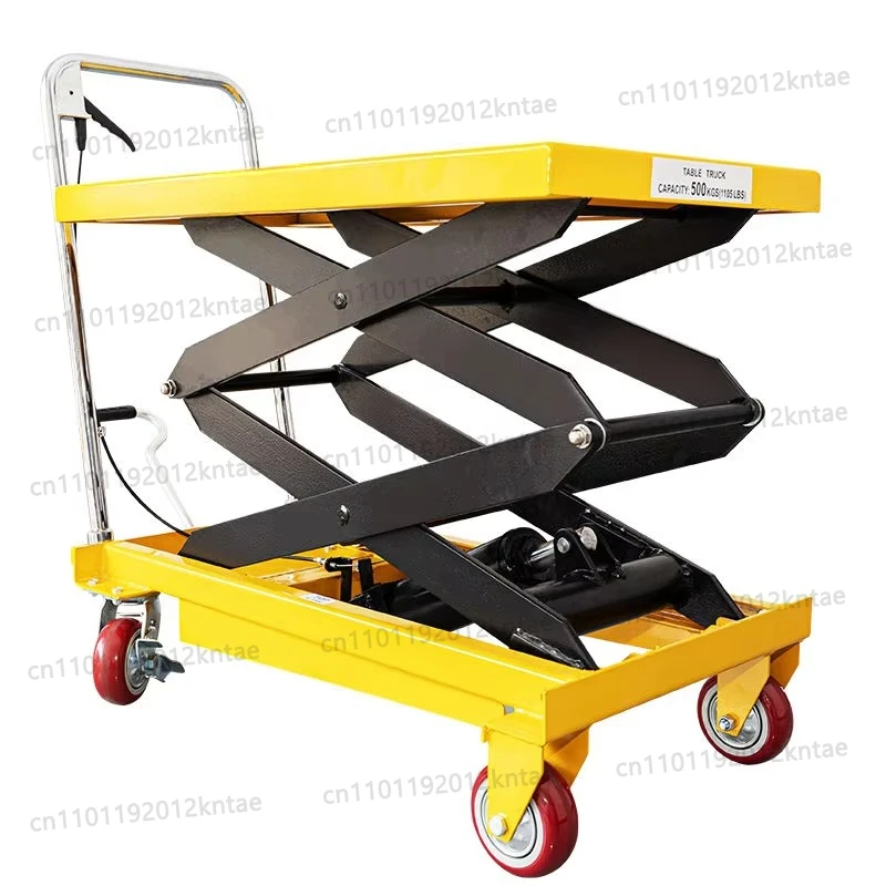 Mobile manual hydraulic adjustable platform adjustabletrolley platform truck adjustable machine scissor type small flatbed