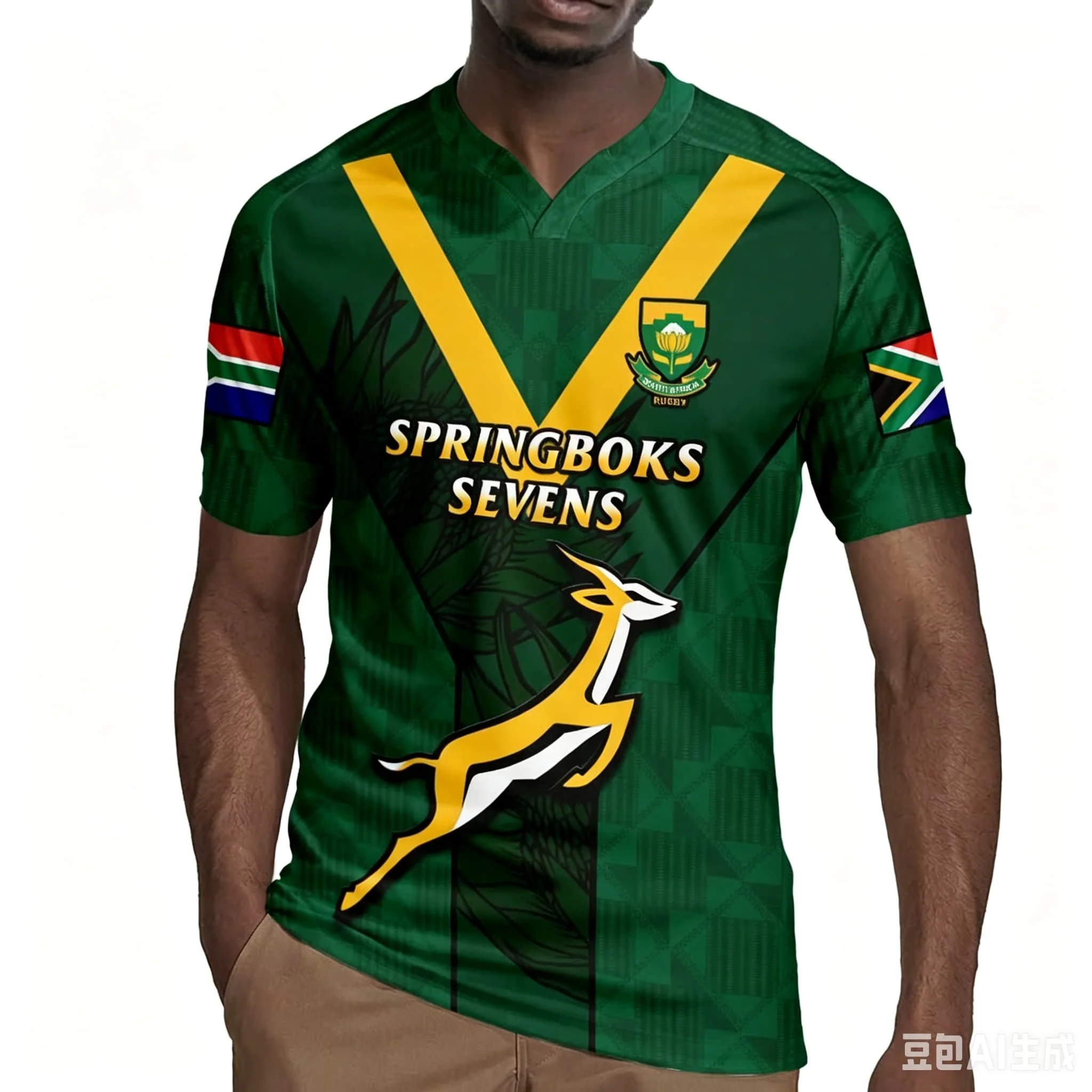 2026 New Men V Neck Rugby Jersey South Africa 3D Full Print T Shirt Flag Short Sleeve Sports Training Casual Tops for Male