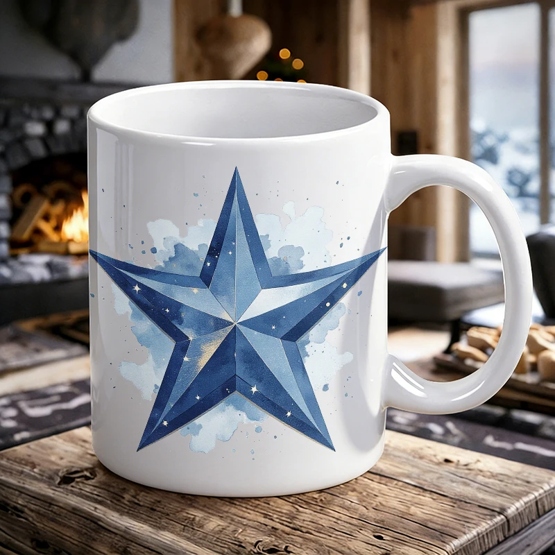 

Cup & Mug Set, Blue Star Ceramic Mug, Coffee Mug, Milk Cup, Office Tea Cup, Drinking Cup, Gift for Friends, Fade-Resistant