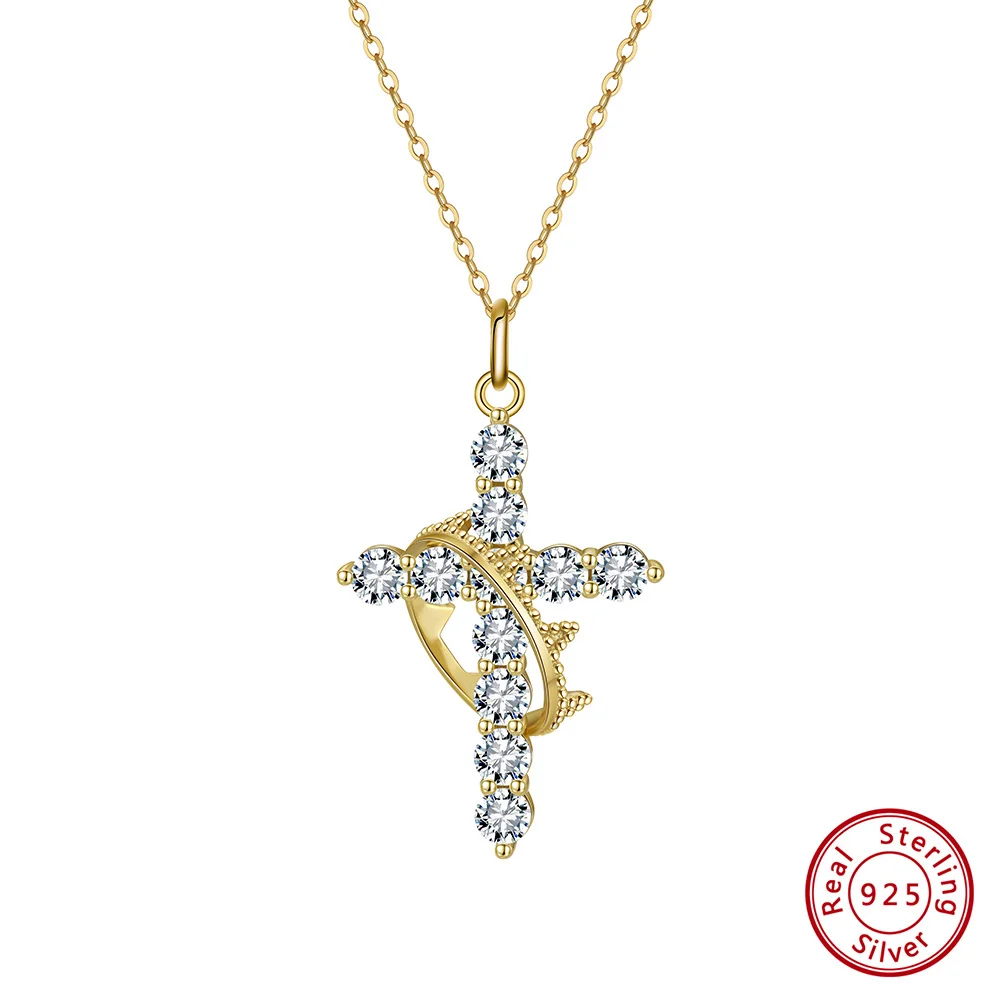 

KISS MANDY 925 Sterling Silver Cross Chain Necklace Luxury Cubic Zirconia Cross Pendant Necklace Gift Love Accessories SAPN52