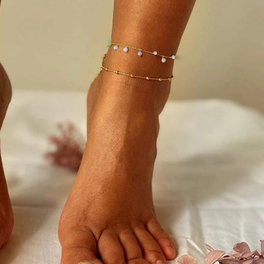 Punk Iced Out Tennis Chain Anklet For Women Gold Silver Color Stainless Steel Ankle Bracelet On the Leg Foot Beach Jewelry Gift view 3