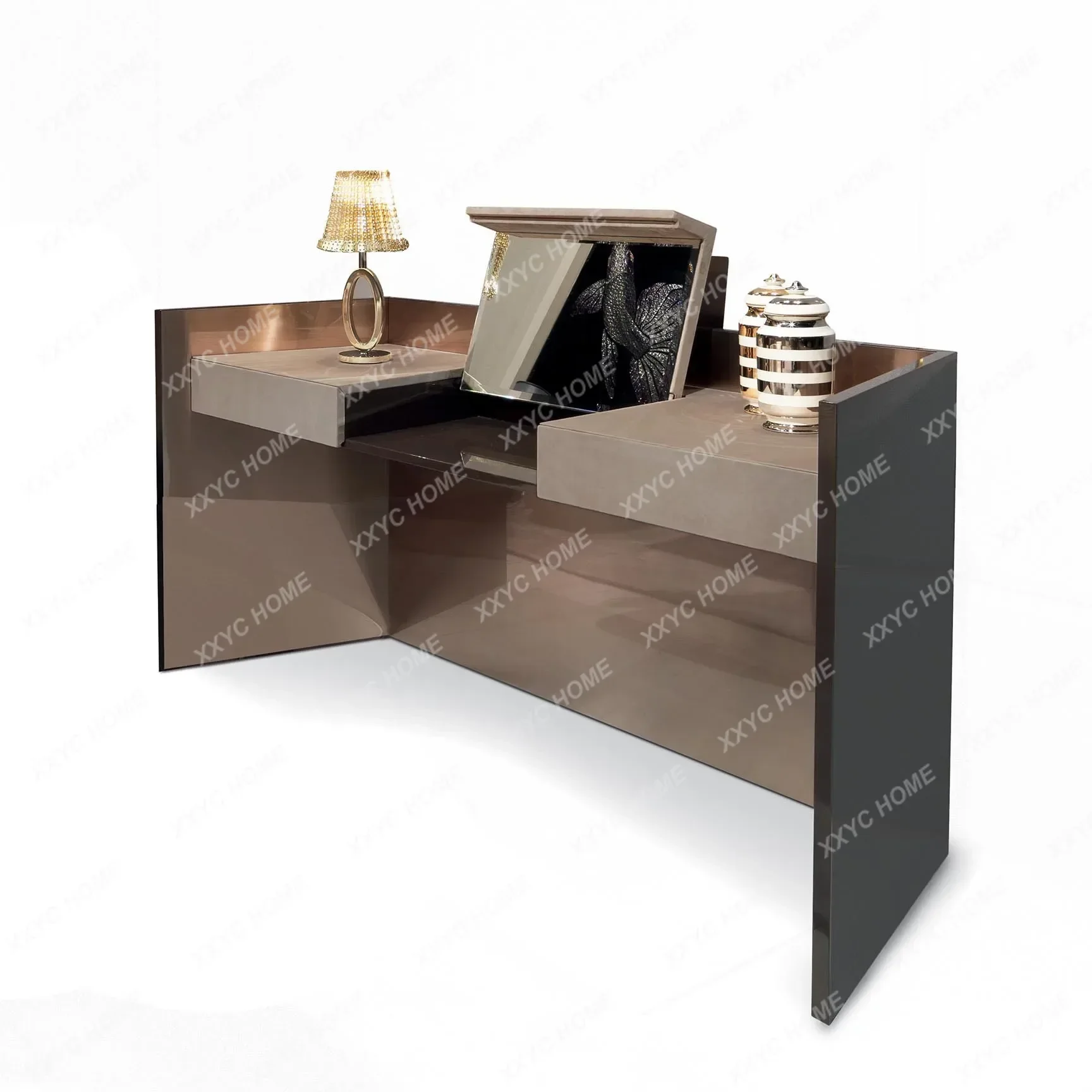 JJItalian Light Luxury Dressing Table Bedroom Paint With Mirror Flip Makeup Table Light Luxury Post-modern Dressing Table