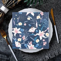 20Pcs/Pack Elegant Flower Table Decoupage Paper Napkins Vintage Floral Napkin Paper Tissues for Wedding Party Decors Wholesale 2