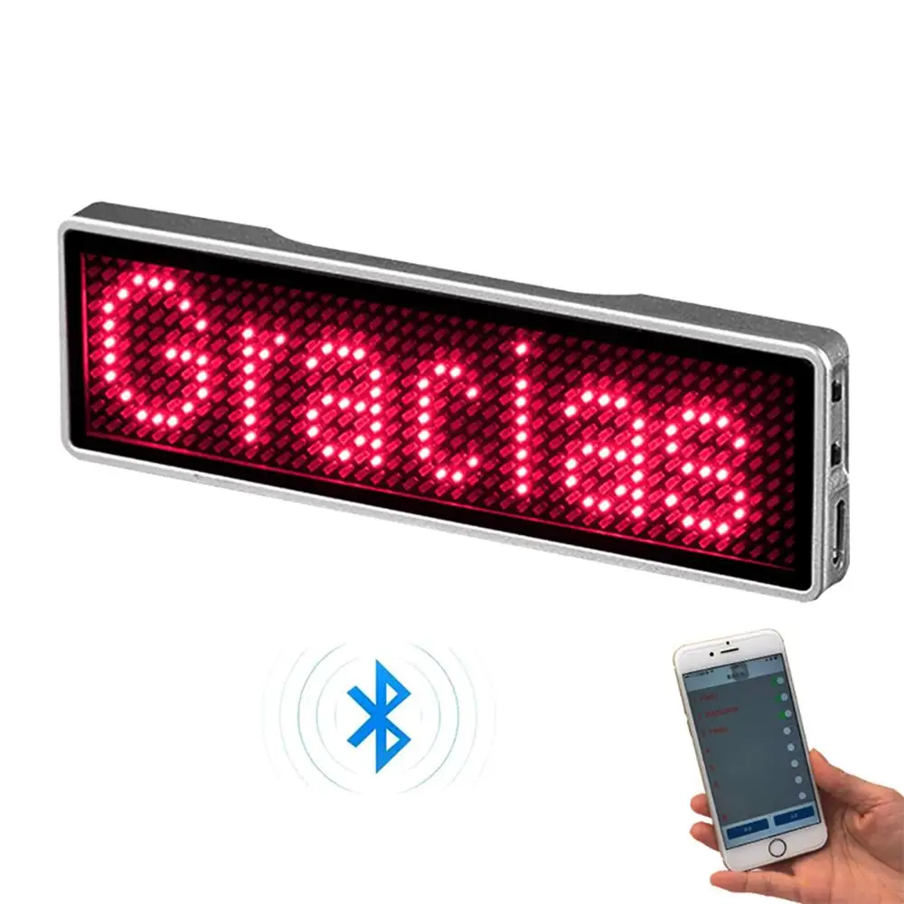

Mini Rechargeable Bluetooth Digital LED Name Badge Insignia DIY Programmable Scrolling Message Board Mini LED Display LED Tag