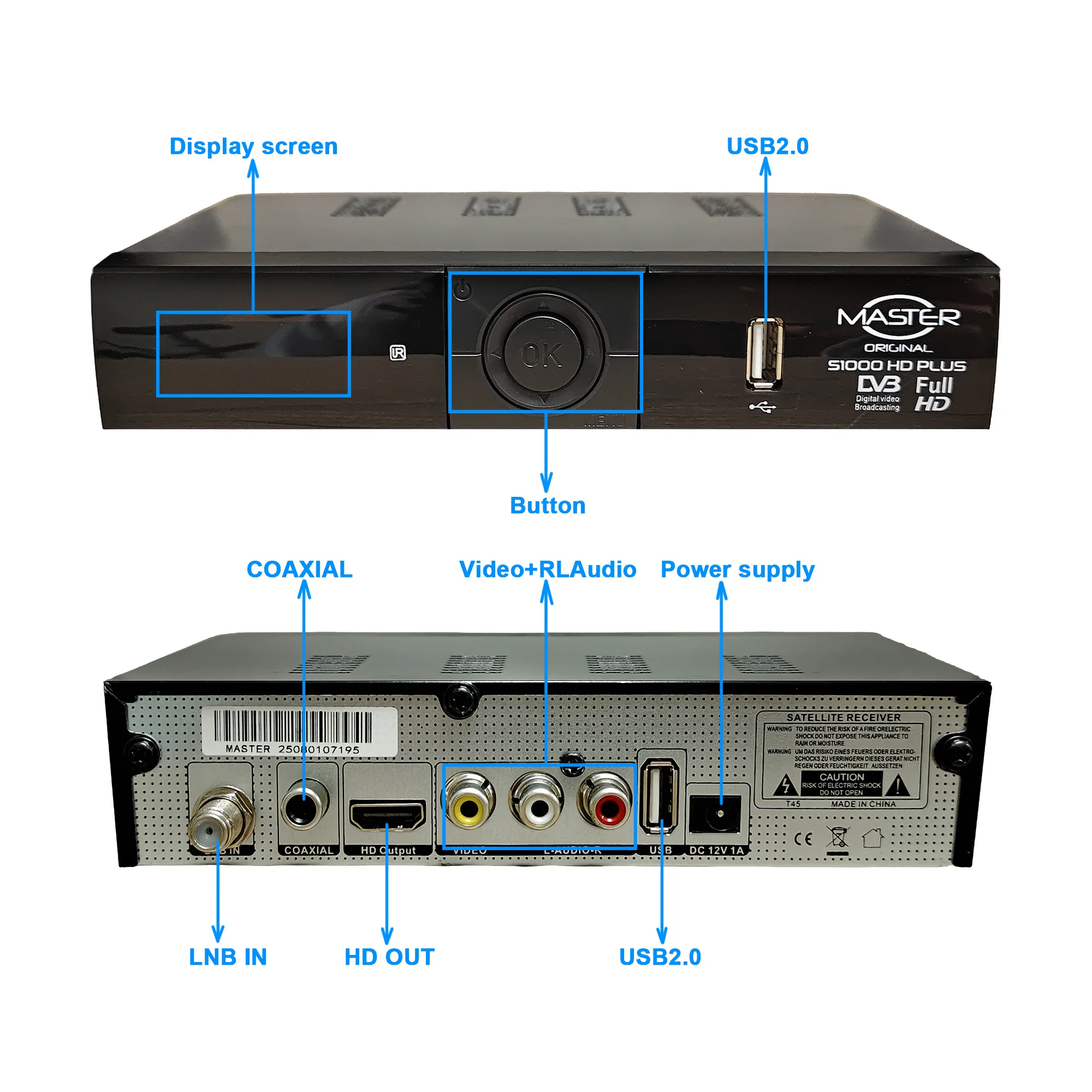 FTA DVB‑S2 HD Digital Satellite Receiver H.264 Set‑Top Box TV Signal Decoder for Free‑to‑Air TV Channels
