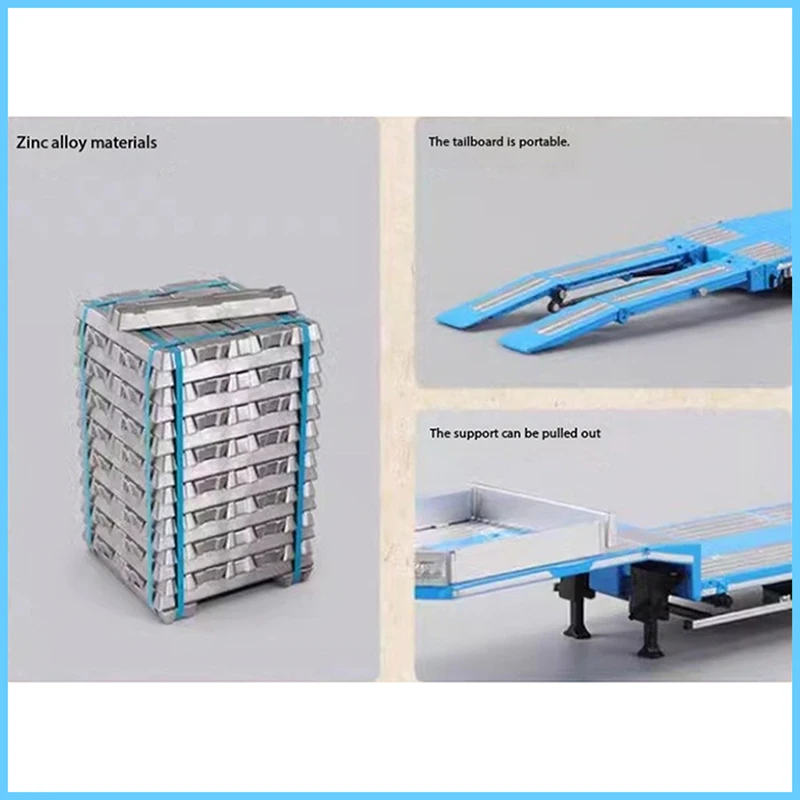 Perka Model 1:64 Flatbed Trailer Heavy Truck Trailer Alloy Car Model Static Decoration Collectibles Gift Toys