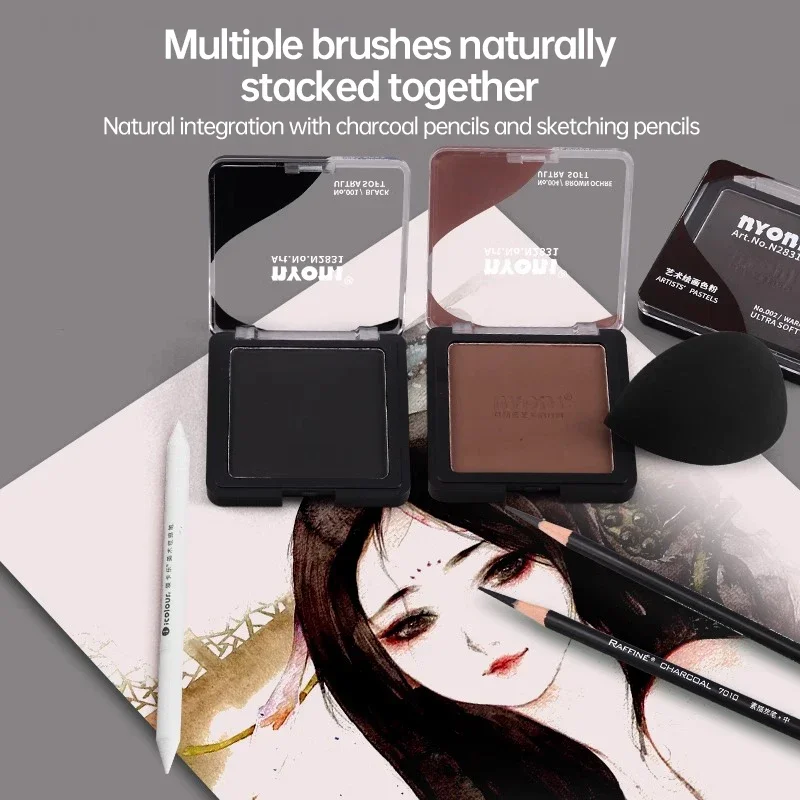 Nyoni 6colors Dry Wet Sketch Toner Paint Graphite Charcoal Color Powder Ultra Soft Artist Pastel Graphite Art Supplies view 4