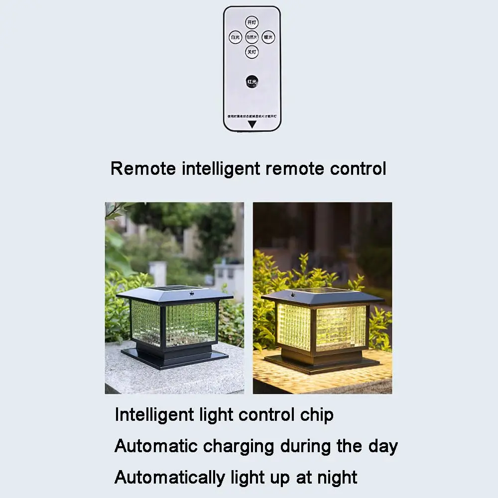 American-Style Patio Pillar Lamp Matte Glass Lampshade Outdoor Waterproof Column Lamp Outdoor LED Post Light Garage