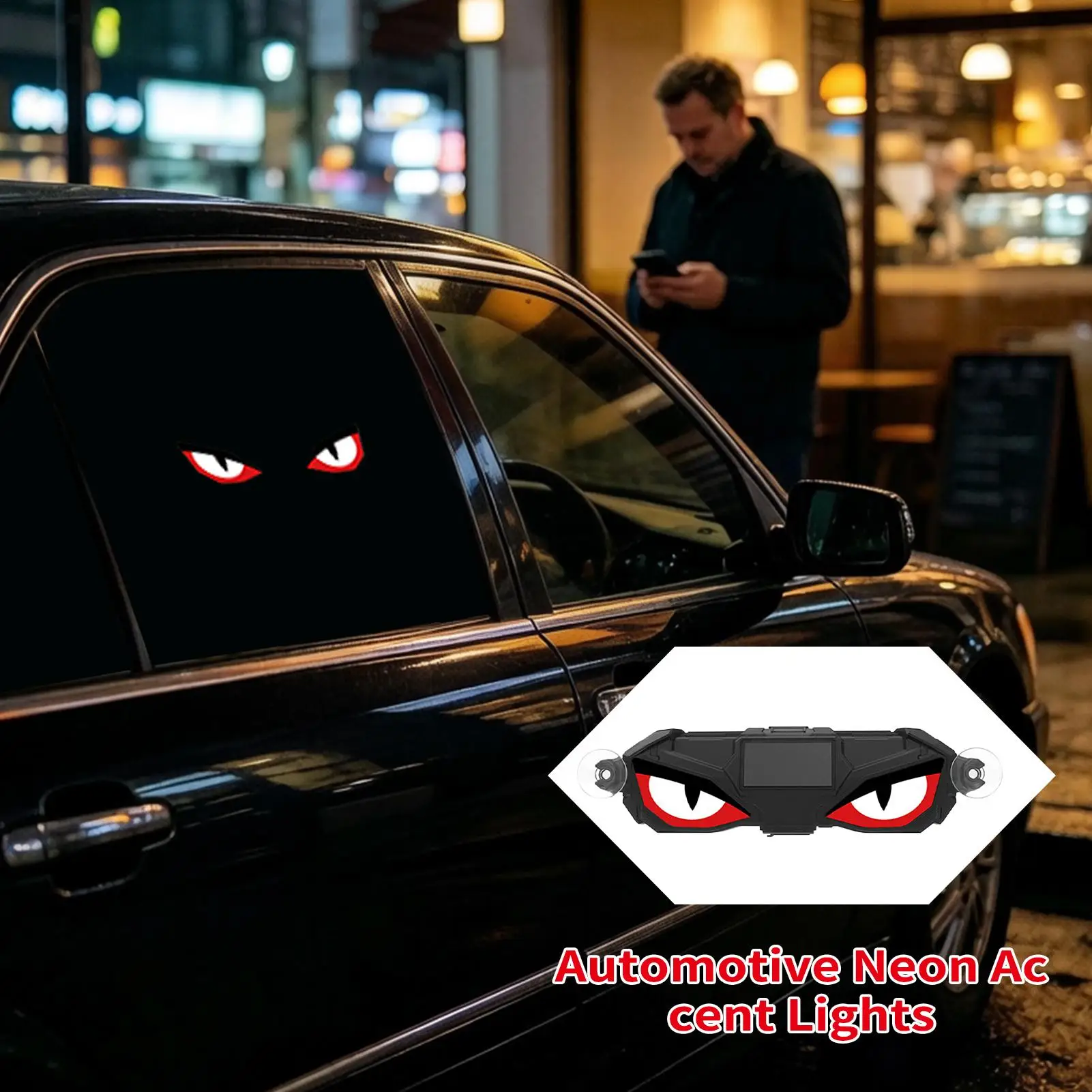 Car LED Ambient Lights Dynamic Winking Windshield Decoration Suction Cup Car Window Light Up Sign For Truck Trailer Tractor SUV