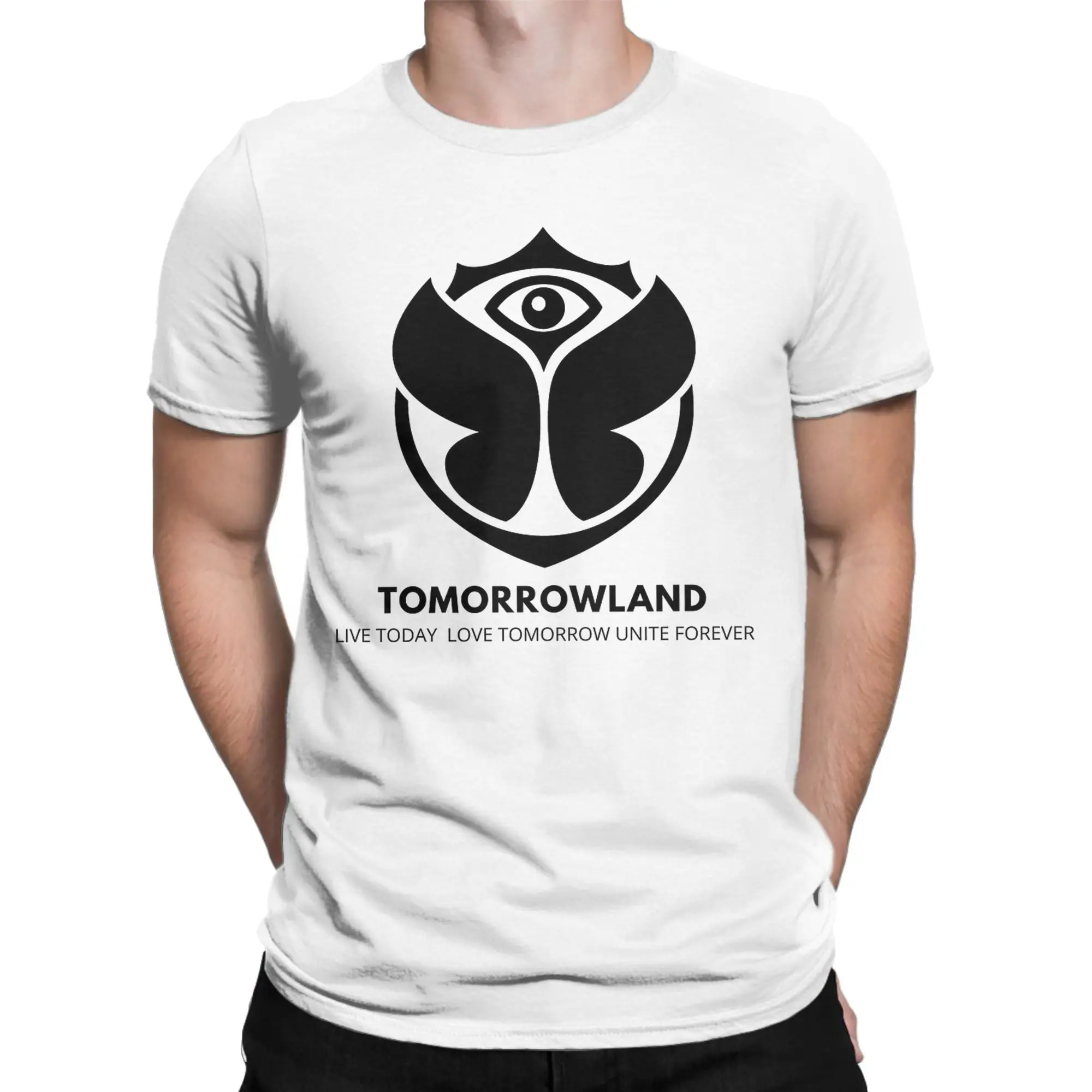 Tomorrowland Music Electronic Dance  T Shirt Men's  Cotton Funny T-Shirts Crewneck  Tee Shirt Short Sleeve Clothing Classic