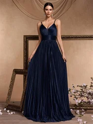 Lucyinlove Elegant A-line Evening Dress 2024 Floor Lenght Backless Formal Deep V-neck Women Caicktail Wedding Party Prom Dresses