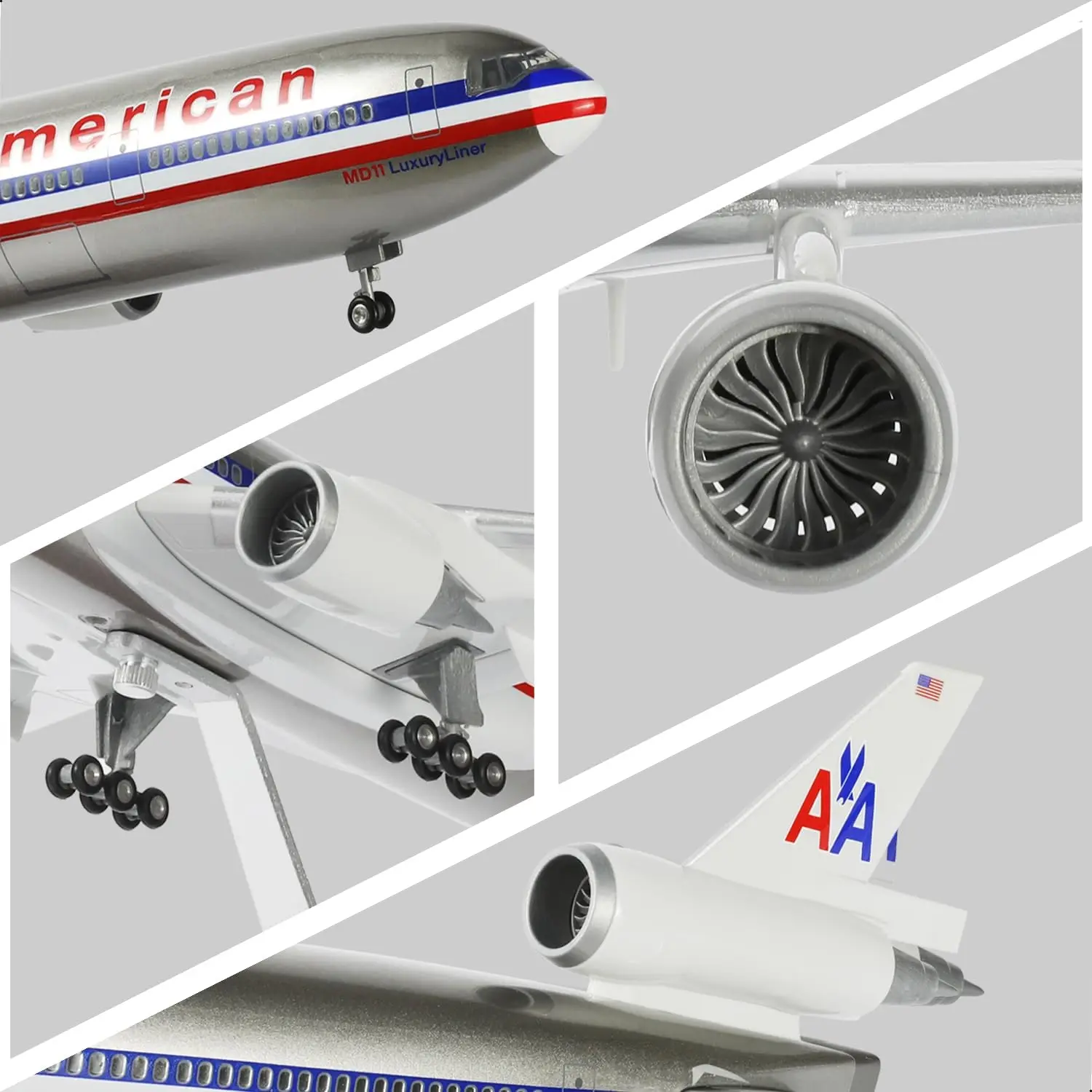 1/130 Large Scale Compatible for American MD-11 Airplane Model for Adult Aviation Souvenir Gift, Home or Office Desktop Decor