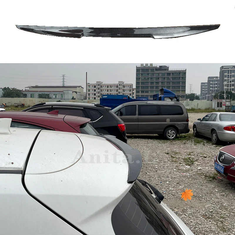 For Honda VEZEL 2015-2022 Year Hatchback Roof Spoiler ABS Plastic Black Carbon Look Rear Wing Body Kit Accessories Styling